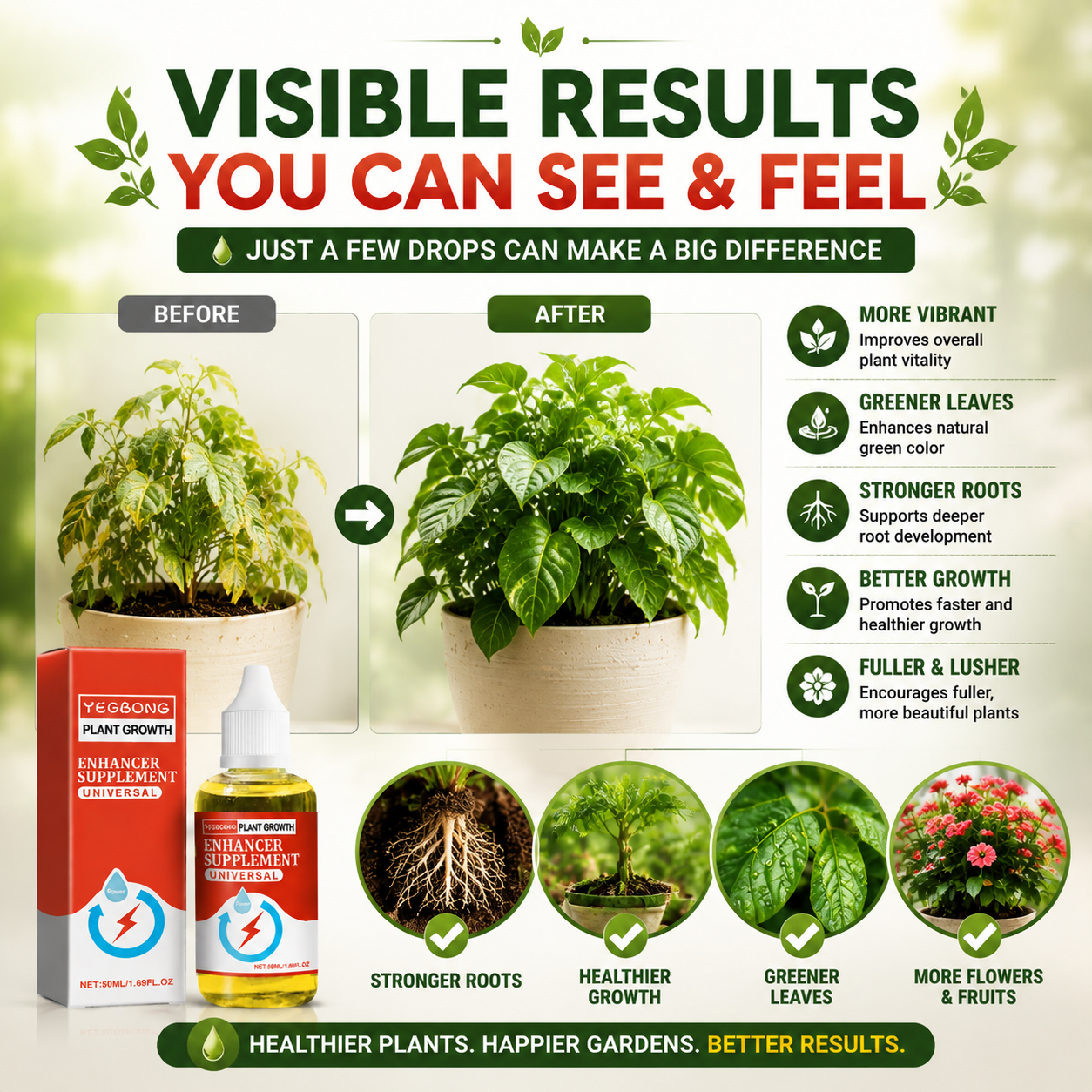 🌿Universal Plant Growth Enhancer 🌱 Concentrated Liquid Formula for Strong Roots, Faster Growth & Vibrant Green Plants-FX