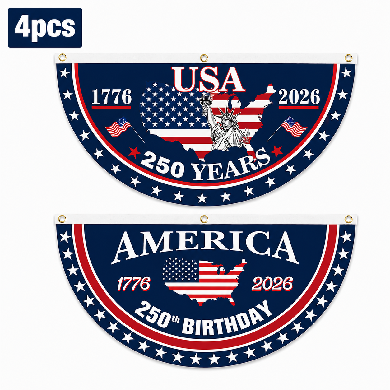 🗽USA 250th Anniversary Flag Half Round Banner🦅-QE