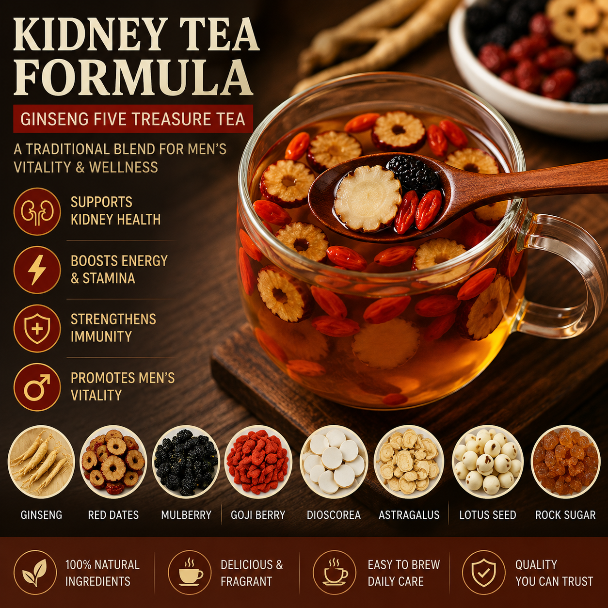 49% OFF🔥💪 Feeling Drained Every Day? 🌿 Ginseng Five Treasure Tea 🍵✨ -QO