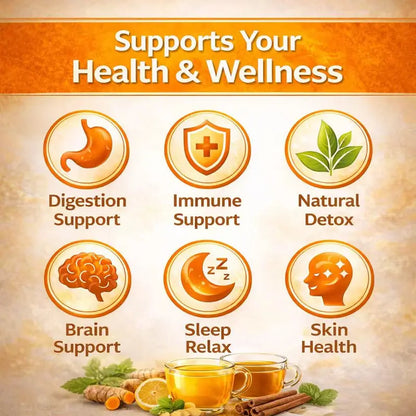 🔥 Turmeric Ginger Cinnamon Slim Tea – Metabolism Support, Belly Bloat Relief & Daily Weight Management Herbal Tea - DW