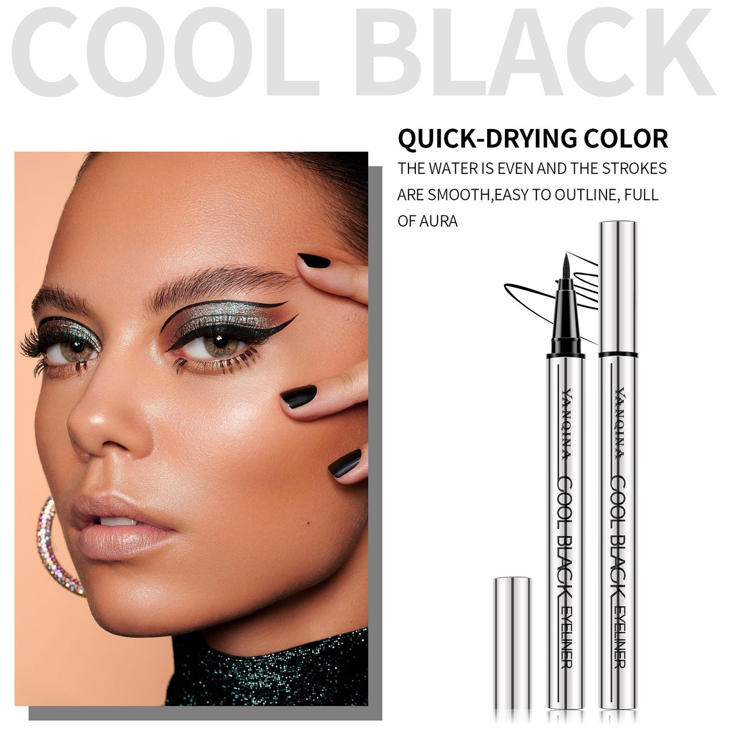 Long-lasting eyeliner -lightweight, waterproof,vegan,cruelty-free,24-hour smooth application-QE