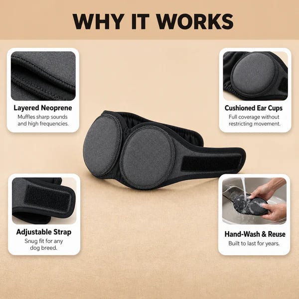 Sound-Dampening Dog Ear Wrap for Fireworks & Storm Anxiety 🐶-QR