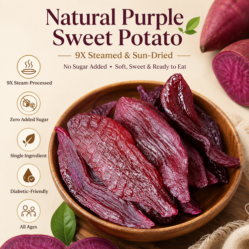 🍠 Natural Purple Sweet Potato —9X Steamed & Sun-Dried, No Sugar Added, Soft, Sweet & Diabetic-Friendly-Q1