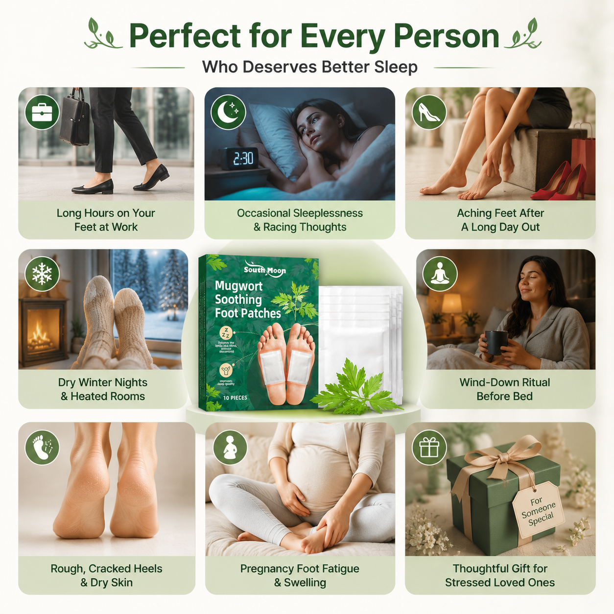 🌙 Mugwort Soothing Foot Patches-Relax. Repair. Rest Deeply.-Q1