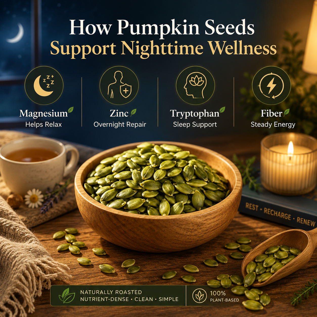 🎃 Naturally Roasted Pumpkin Seeds — High in Zinc & Fiber, Soothe Late‑Night Fatigue, Zero Sugar Added-Q1