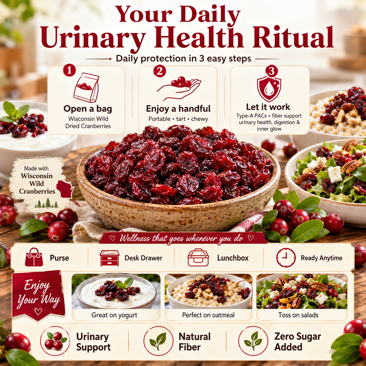 🍒 Wisconsin Wild Dried Cranberries-Your Guilt‑Free Weight Loss Companion!-Q1