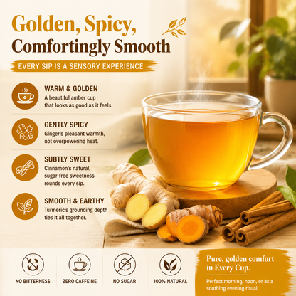🍵 Turmeric Ginger Cinnamon Tea — Warm Your Body, Boost Your Metabolism, Zero Sugar & Zero Caffeine-Q1
