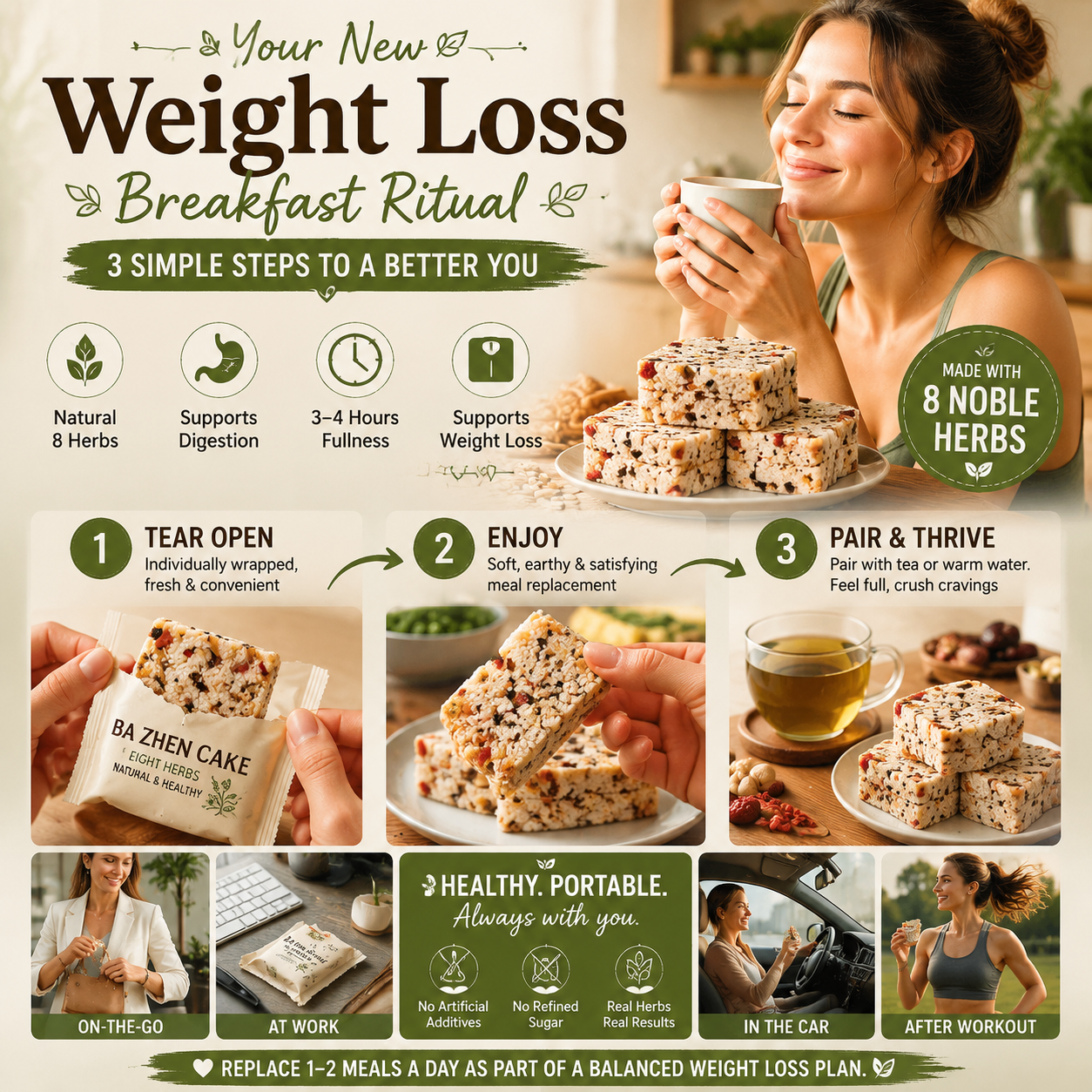 🌿 Ba Zhen Cake — 8‑Herbal Traditional Cake for Digestive Health & Daily Wellness-Q1