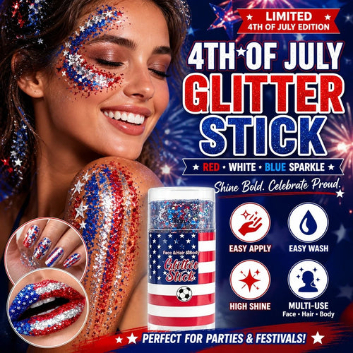 🦅4th of July Glitter Stick✨🔔Red, White & Blue Body & Hair Sparkle-QE