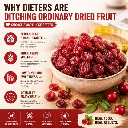 🍒 Wisconsin Wild Dried Cranberries-Your Guilt‑Free Weight Loss Companion!-Q1
