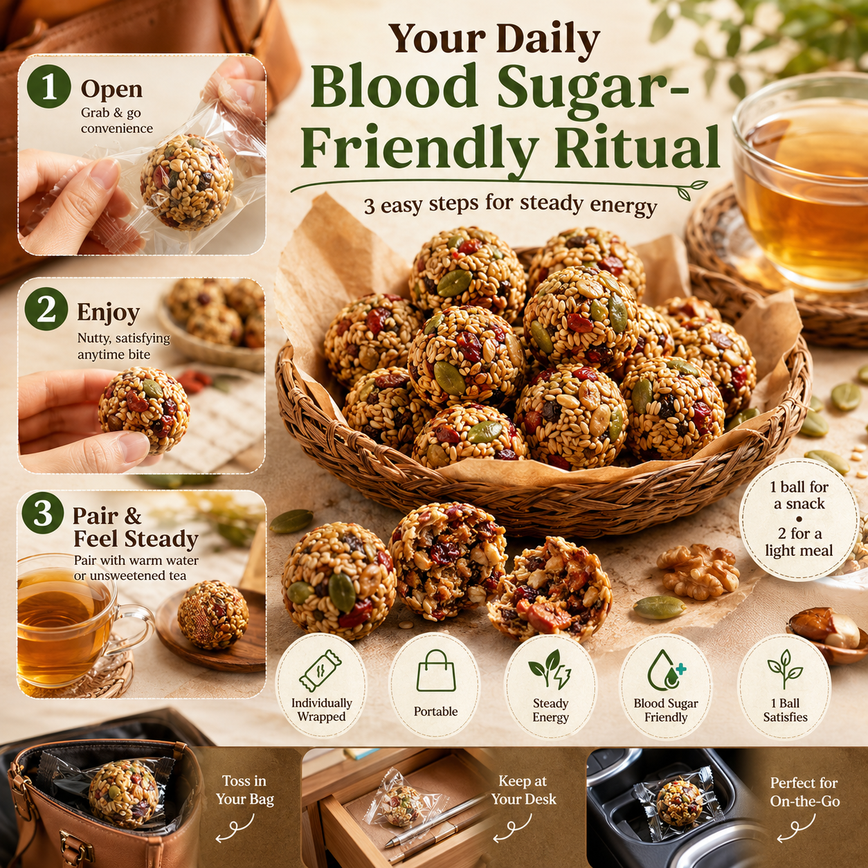 🌰 Flax & Sesame Balls — No Sugar. Whole Grains. Pure Energy-Q1