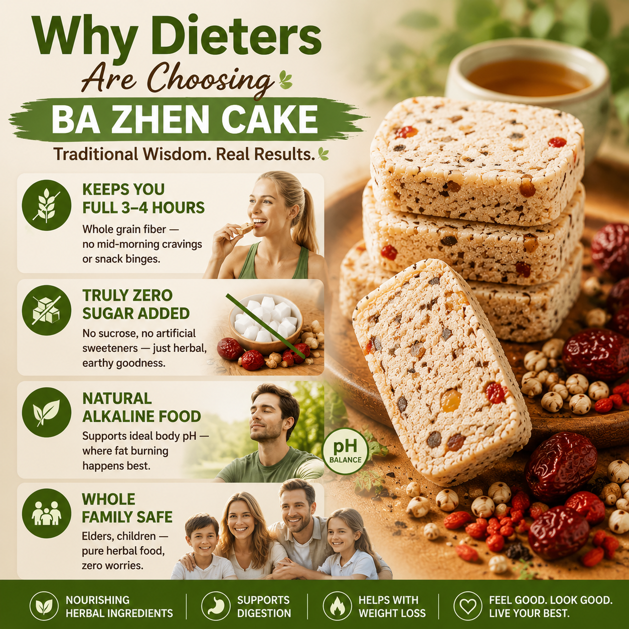 🌿 Ba Zhen Cake — 8‑Herbal Traditional Cake for Digestive Health & Daily Wellness-Q1