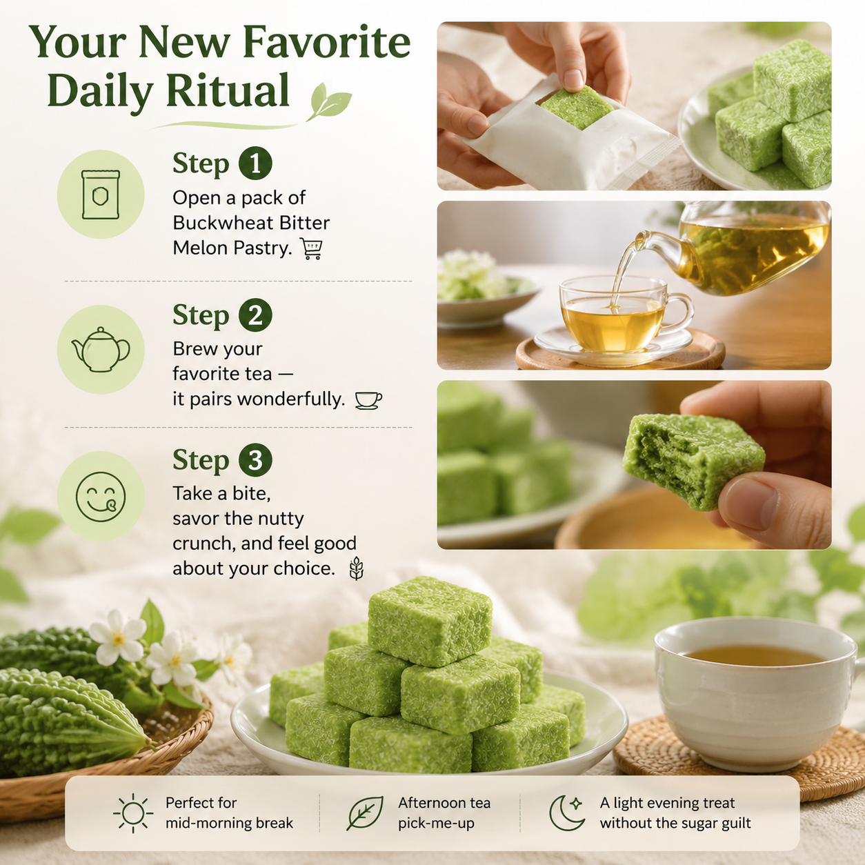 🥒 Sugar-Free Buckwheat Bitter Melon Pastry – Must-Have Healthy Snack for Middle-Aged & Elderly 🌾-Q1