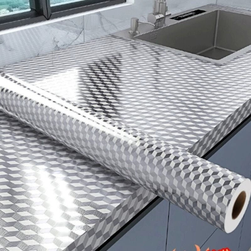 🛡️ Kitchen Hero Stainless Steel Oil-Proof Self-Adhesive Wallpaper – PVC Heat & Oil Resistant Roll for Countertop Cabinet Backsplash, Anti-Fingerprint -DW