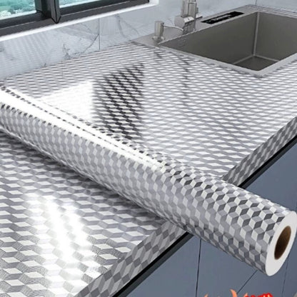 🛡️ Kitchen Hero Stainless Steel Oil-Proof Self-Adhesive Wallpaper – PVC Heat & Oil Resistant Roll for Countertop Cabinet Backsplash, Anti-Fingerprint -DW