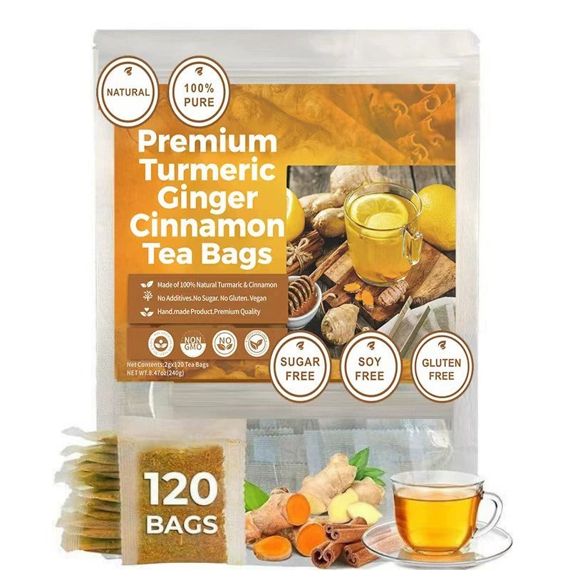 🔥 Turmeric Ginger Cinnamon Slim Tea – Metabolism Support, Belly Bloat Relief & Daily Weight Management Herbal Tea - DW