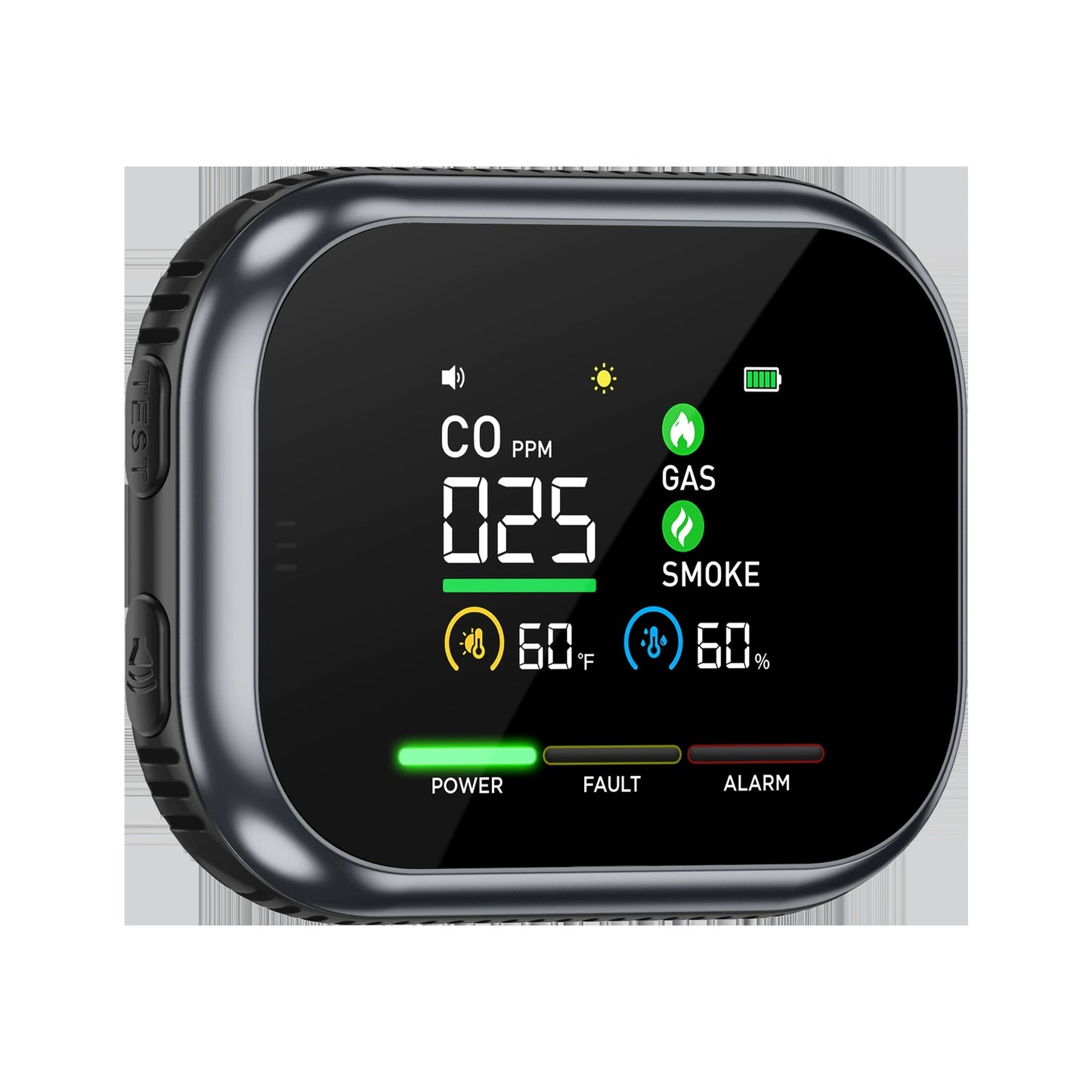 🚨 6-in-1 Smart Carbon Monoxide Detector – CO, Methane, Smoke, Temperature & Humidity Alarm with 360° Airflow & 1000mAh Backup Battery -DW