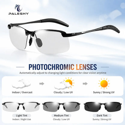 🕶️ Smart Photochromic Metal Sunglasses – Light-Sensitive Color-Changing Eyewear - DW