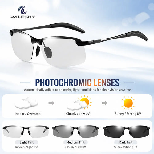 🕶️ Smart Photochromic Metal Sunglasses – Light-Sensitive Color-Changing Eyewear - DW
