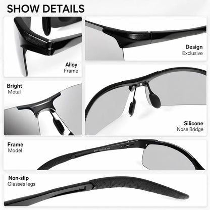 🕶️ Smart Photochromic Metal Sunglasses – Light-Sensitive Color-Changing Eyewear - DW