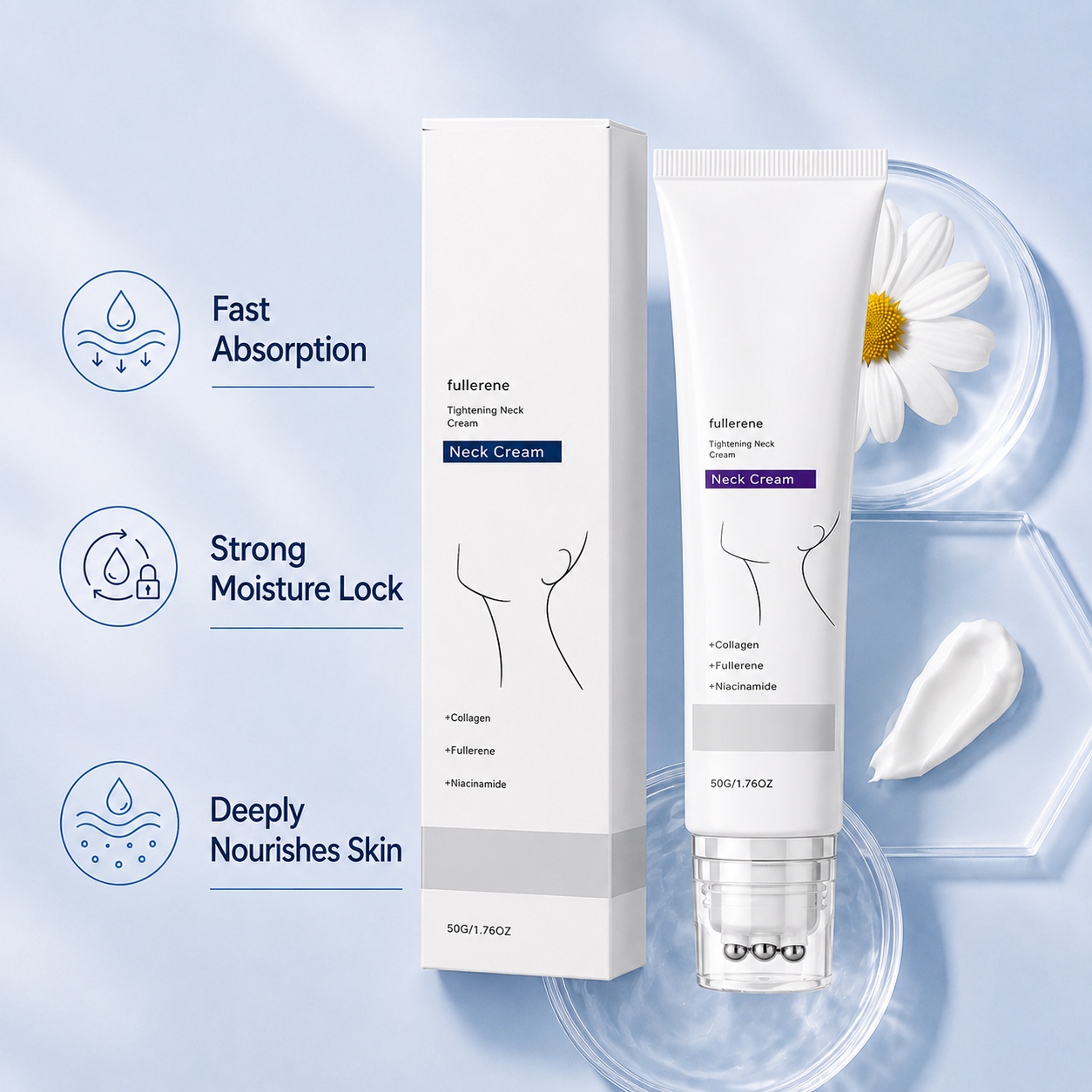 Instant Neck Lift ✨ Cream 🧴 – Retinol 🌿 & Hyaluronic Acid 💧 Formula for Smoother-Looking Neck Skin-QR