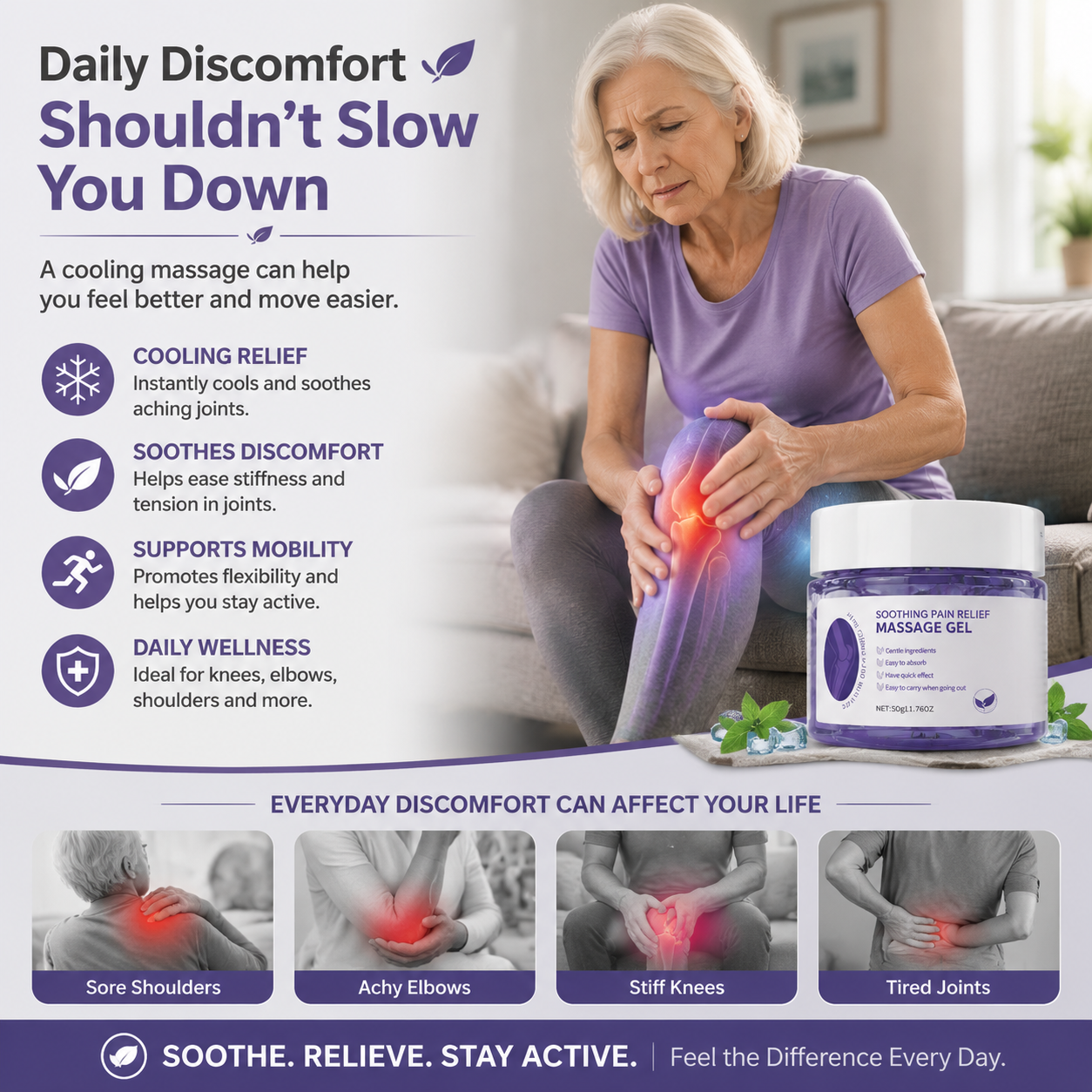 🌿 Joint Soothing Massage Gel ✨ – Cooling Comfort 💆‍♀️ for Knees 🦵 Elbows 💪 & Shoulders-QR