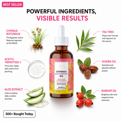 Cyperus Oil Anti-Hair Growth Oil – Smooth Skin Routine 💖 for Face & Body 🌸-QR