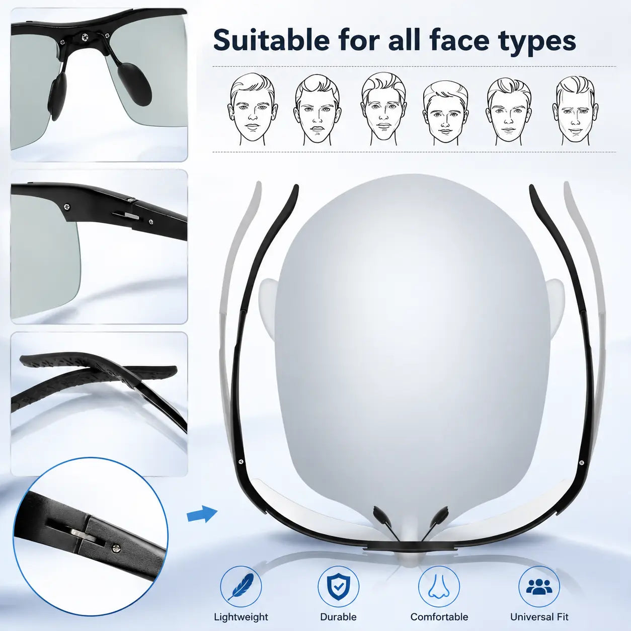 🕶️ Smart Photochromic Metal Sunglasses – Light-Sensitive Color-Changing Eyewear - DW
