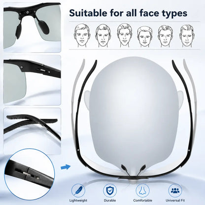 🕶️ Smart Photochromic Metal Sunglasses – Light-Sensitive Color-Changing Eyewear - DW
