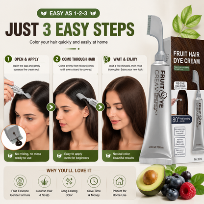 Fruit Essence 🍇 Hair Dyeing Comb ✨ – Easy Color Application 💆‍♀️ for Smooth & Even Coverage-QR