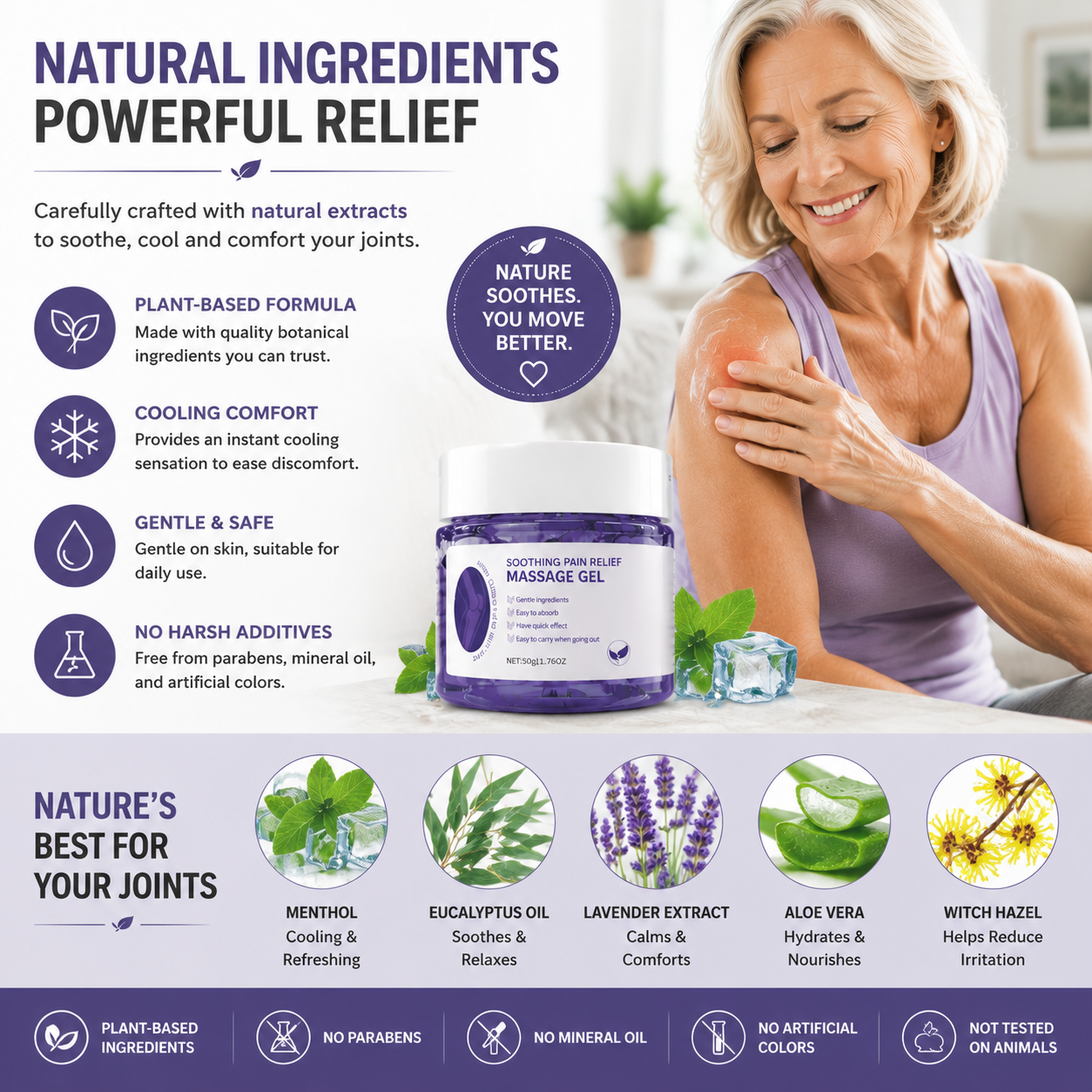 🌿 Joint Soothing Massage Gel ✨ – Cooling Comfort 💆‍♀️ for Knees 🦵 Elbows 💪 & Shoulders-QR