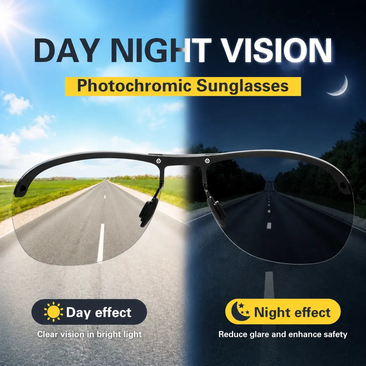 🕶️ Smart Photochromic Metal Sunglasses – Light-Sensitive Color-Changing Eyewear - DW
