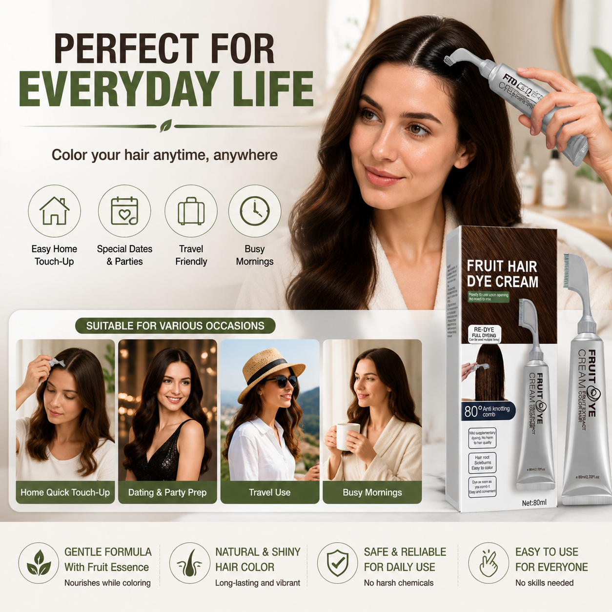 Fruit Essence 🍇 Hair Dyeing Comb ✨ – Easy Color Application 💆‍♀️ for Smooth & Even Coverage-QR