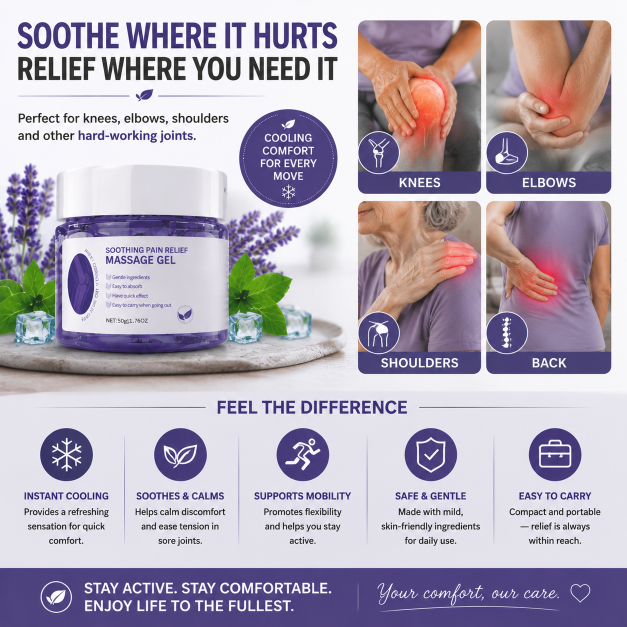 🌿 Joint Soothing Massage Gel ✨ – Cooling Comfort 💆‍♀️ for Knees 🦵 Elbows 💪 & Shoulders-QR