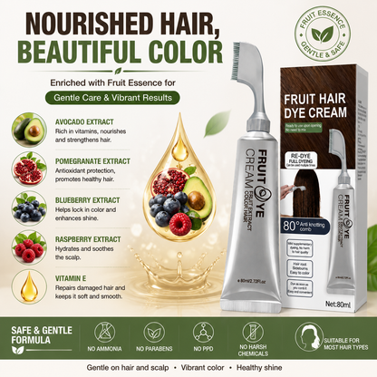 Fruit Essence 🍇 Hair Dyeing Comb ✨ – Easy Color Application 💆‍♀️ for Smooth & Even Coverage-QR