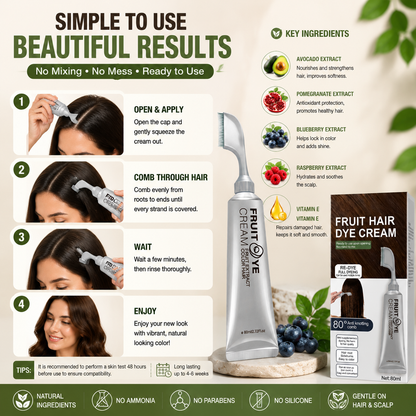 Fruit Essence 🍇 Hair Dyeing Comb ✨ – Easy Color Application 💆‍♀️ for Smooth & Even Coverage-QR