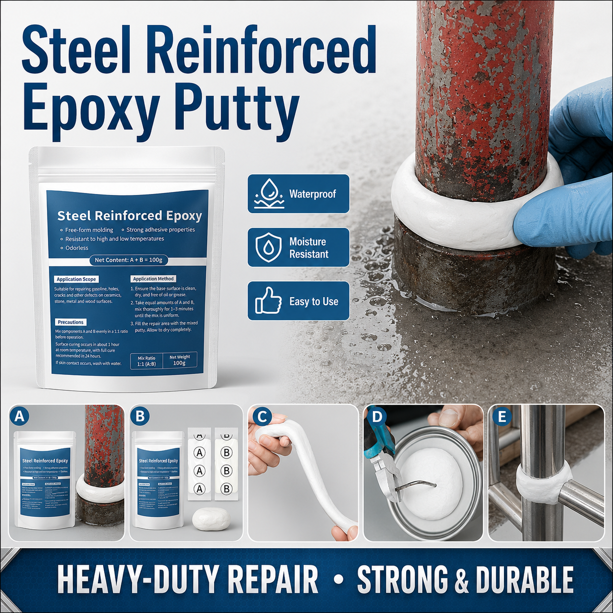 🛠️ Heavy-Duty Metal Repair Putty Glue – Strong Bond Repair Filler for DIY Fixes - DW