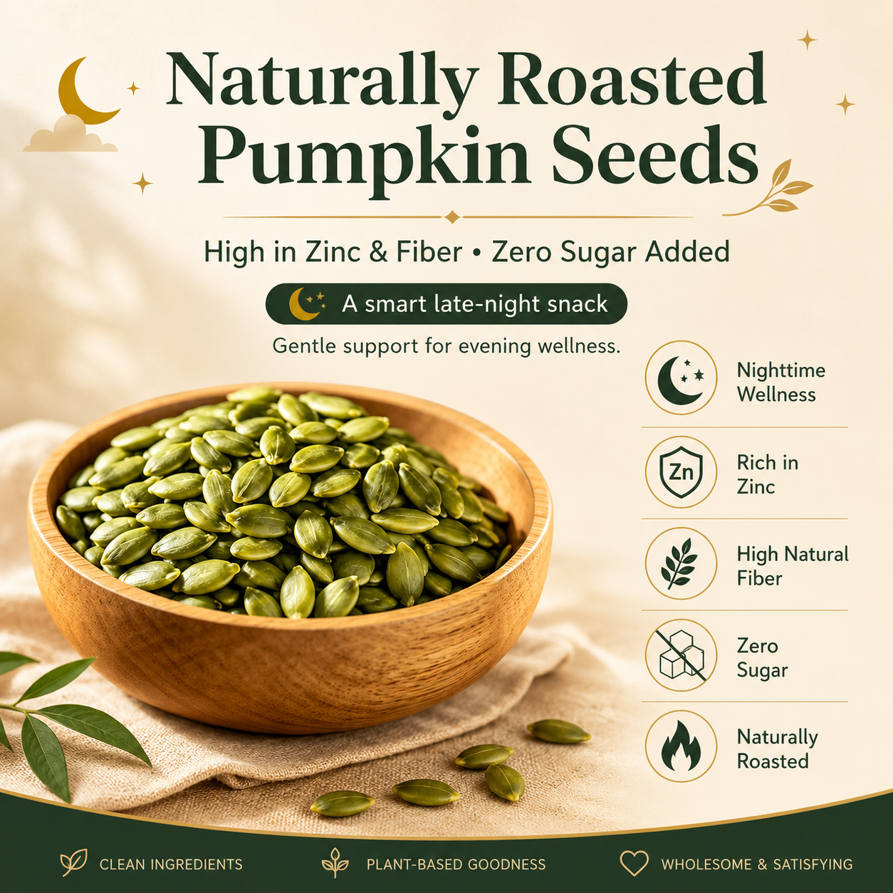 🎃 Naturally Roasted Pumpkin Seeds — High in Zinc & Fiber, Soothe Late‑Night Fatigue, Zero Sugar Added-Q1