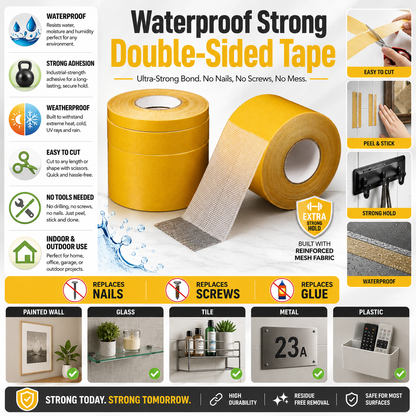 💪 Waterproof Strong Double-Sided Tape — Stick It Once. Hold It Forever-Q1