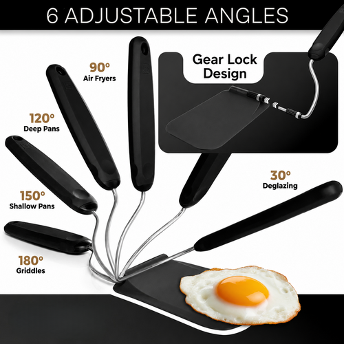 🍳Angle-Adjustable Spatula Spoon – Easy Flip & Serve Cooking Tool - DW