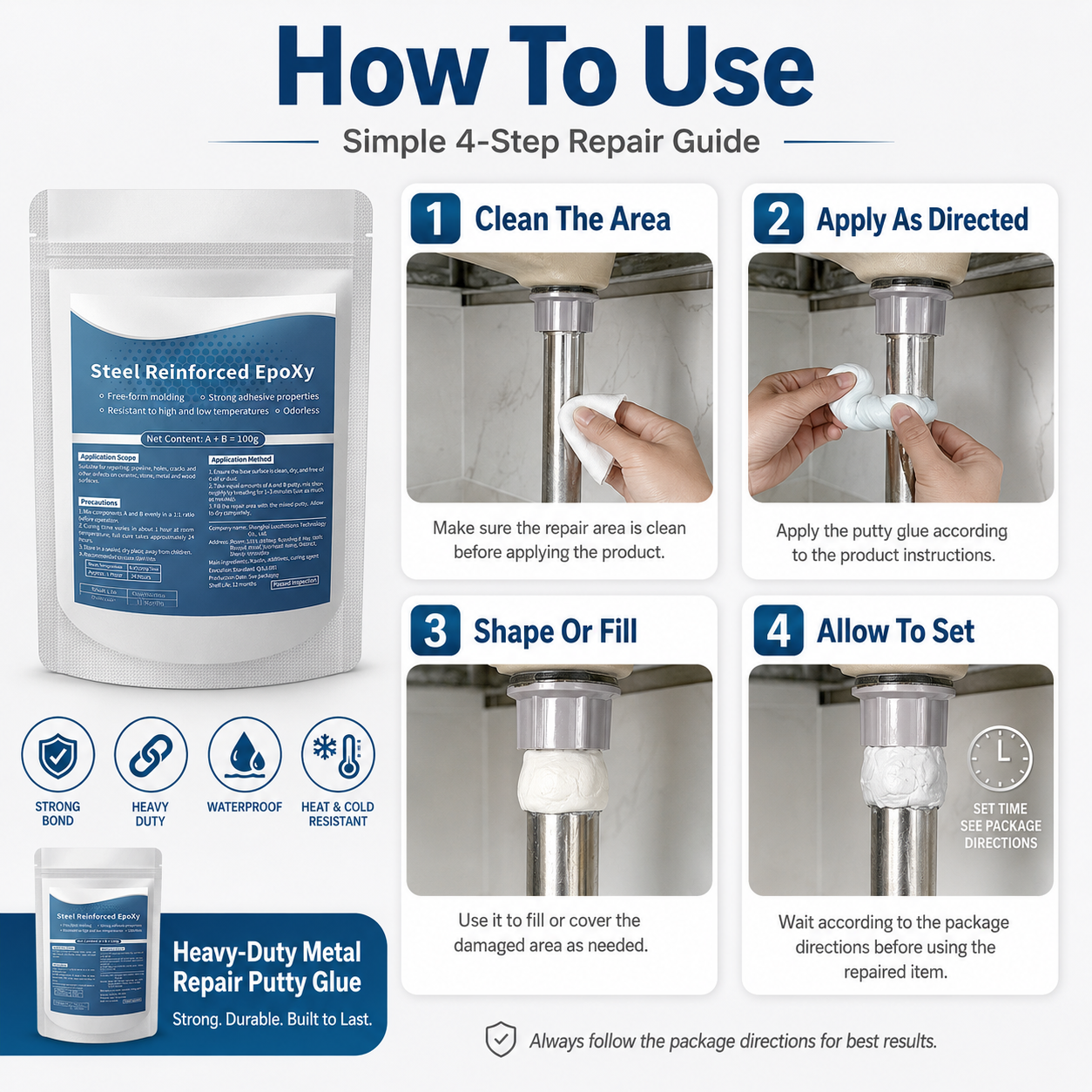 🛠️ Heavy-Duty Metal Repair Putty Glue – Strong Bond Repair Filler for DIY Fixes - DW