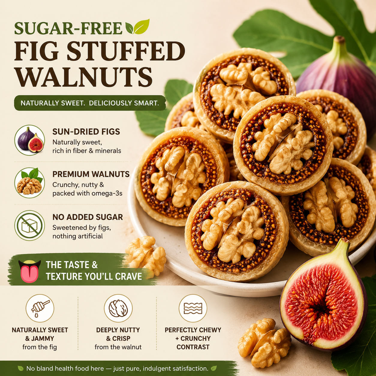 🌰Sugar-Free Fig Stuffed Walnuts — Naturally Sweet, Guilt‑Free, and Packed with Crunch-Q1
