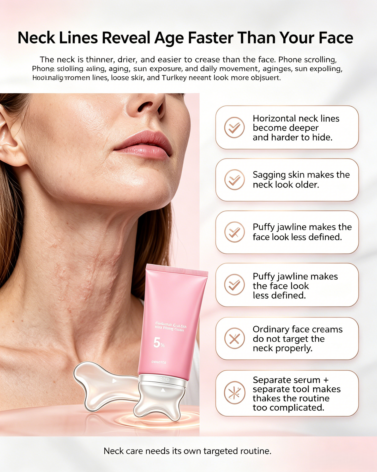✨ Collagen Gua Sha Neck Cream – 5-Minute Neck Lift Ritual for Neck Lines, Turkey Neck & Jawline Sculpting -DW