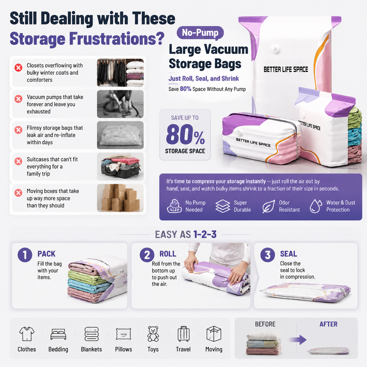 👕No-Pump Large Vacuum Storage Compression Bags-Q1