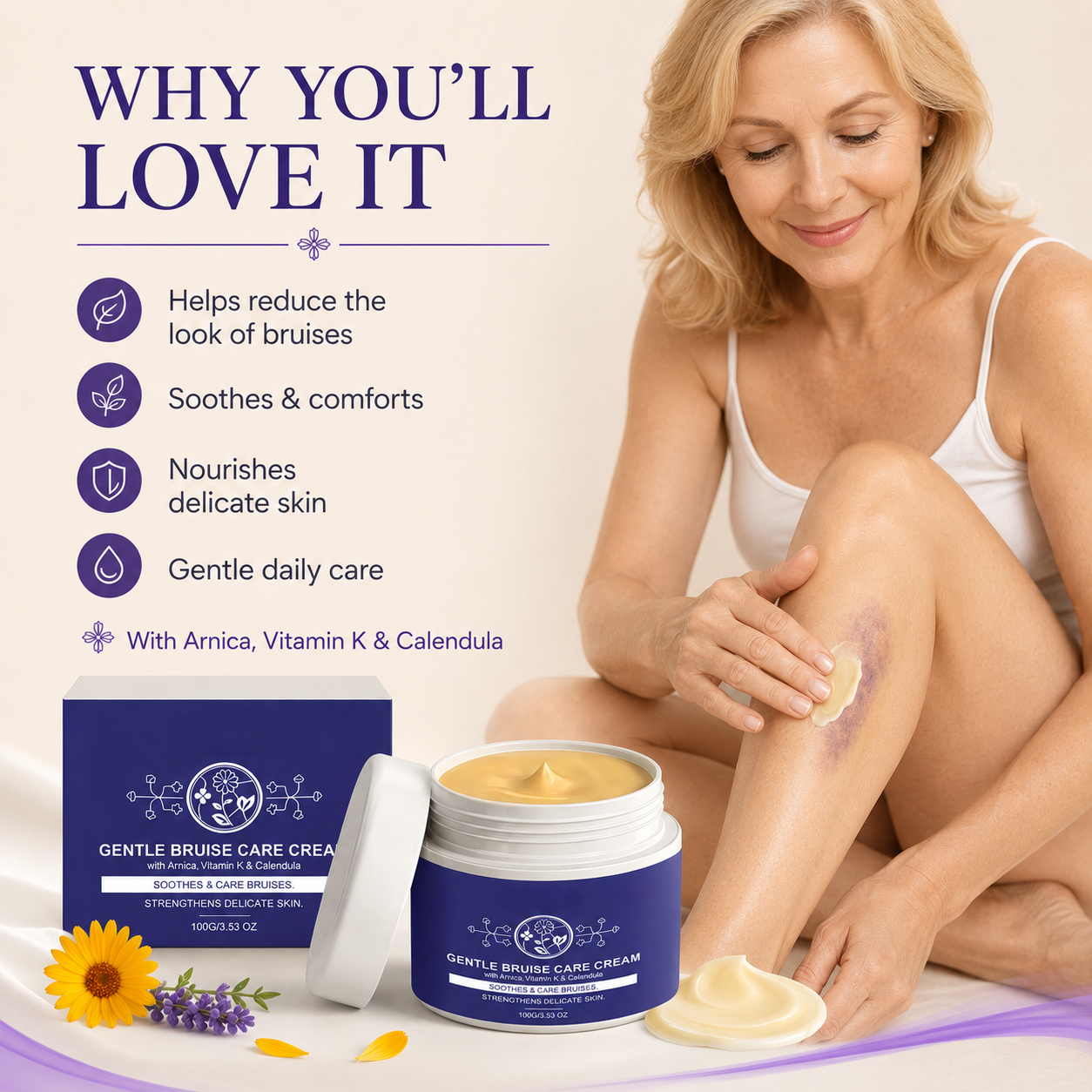 🌼 Advanced Bruise Relief Treatment Cream – Arnica + Vitamin K Skin Recovery Balm -DW