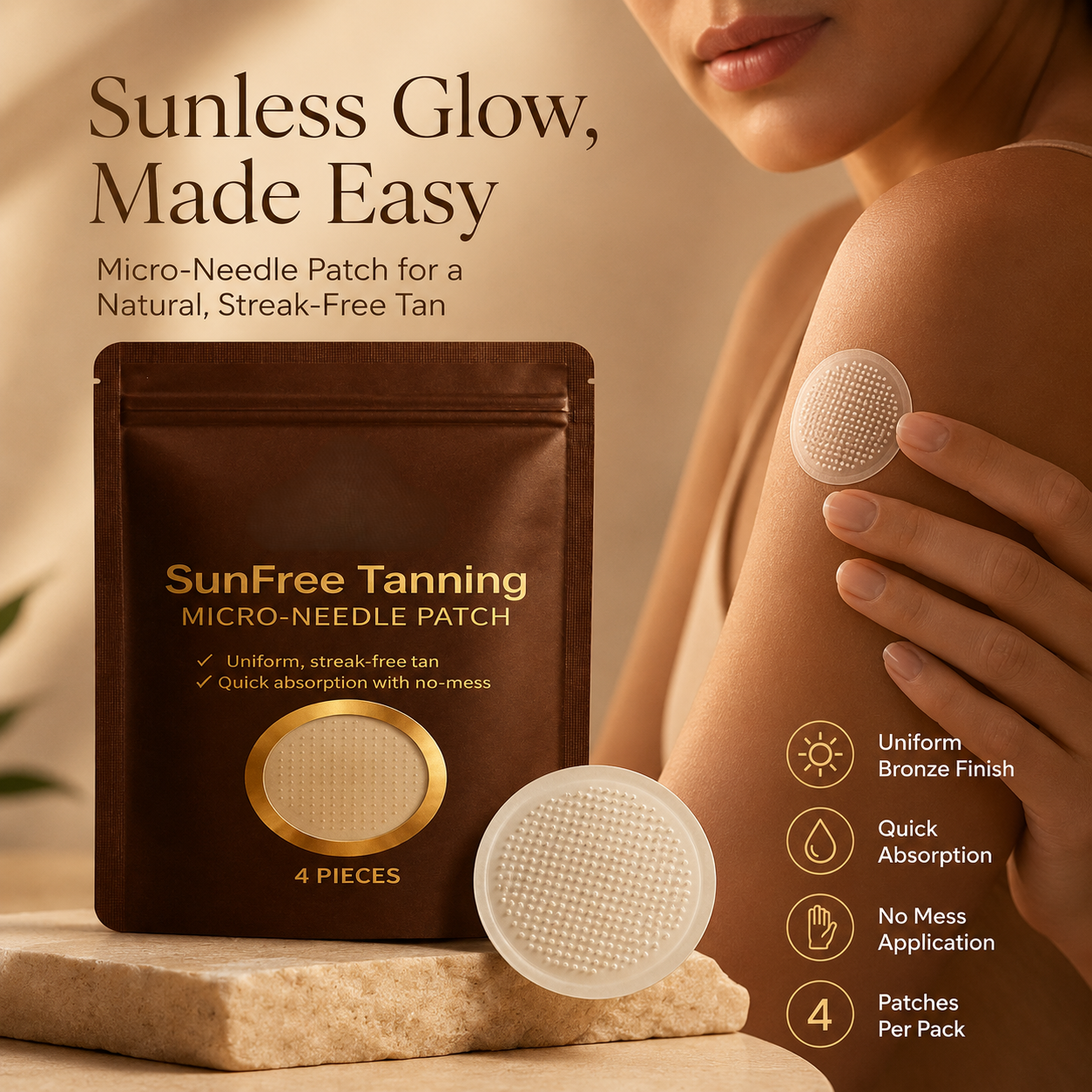 ☀️ Sunless Tanning Micro-Needle Patch – Natural Bronze Glow - DW
