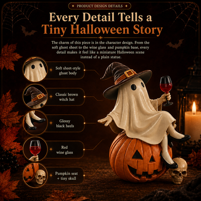 👻 Ghost Witch Wine Statue – Funny Halloween Resin Figurine for Spooky Home, Bar & Party Decor 🎃🍷-DW