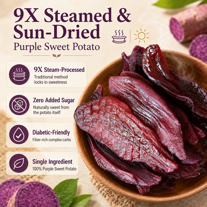 🍠 Natural Purple Sweet Potato —9X Steamed & Sun-Dried, No Sugar Added, Soft, Sweet & Diabetic-Friendly-Q1