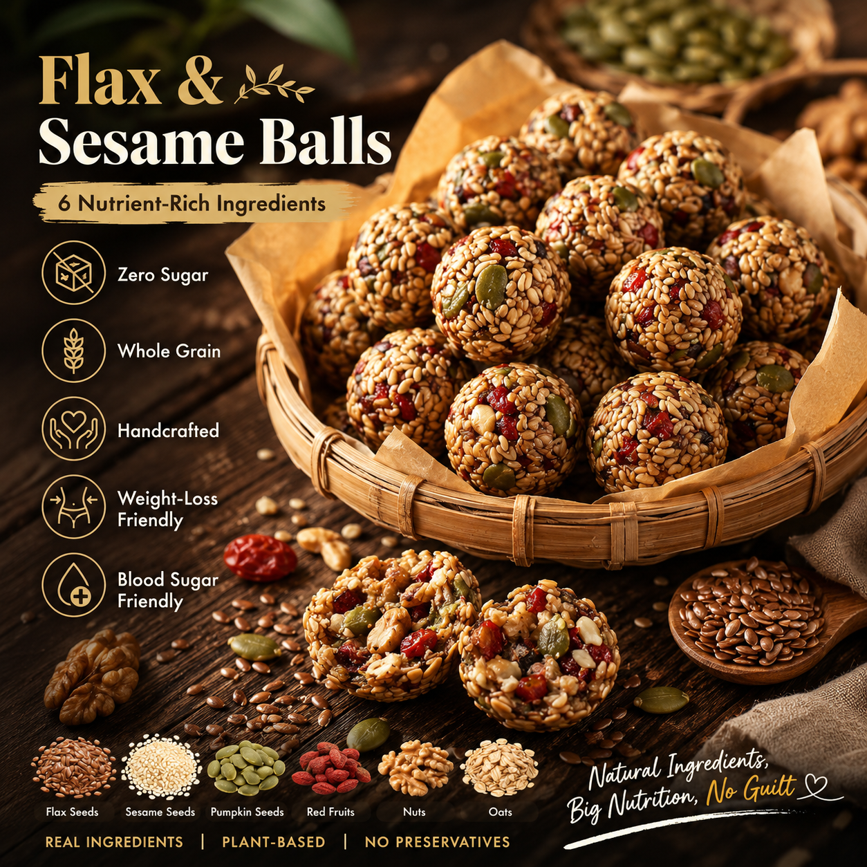 🌰 Flax & Sesame Balls — No Sugar. Whole Grains. Pure Energy-Q1