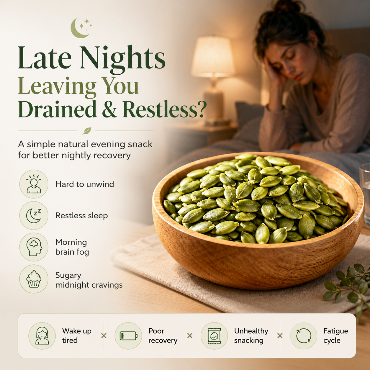 🎃 Naturally Roasted Pumpkin Seeds — High in Zinc & Fiber, Soothe Late‑Night Fatigue, Zero Sugar Added-Q1